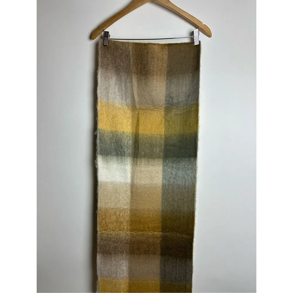Yellow and brown oversized scarf